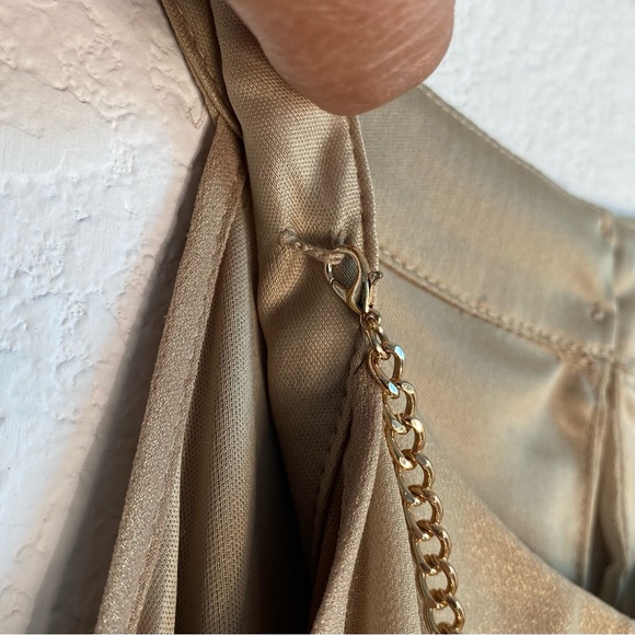 Thalia Sodi Shimmery Gold Cold Shoulder Top with Removable Jewelry Trim - Picture 9 of 14